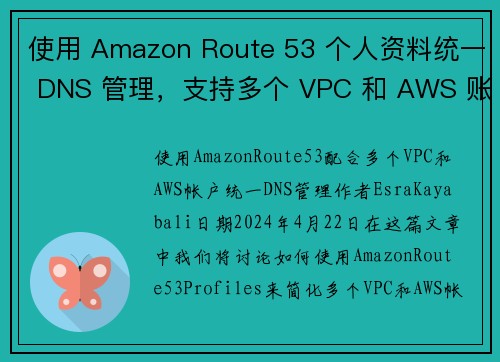 使用 Amazon Route 53 个人资料统一 DNS 管理，支持多个 VPC 和 AWS 账户
