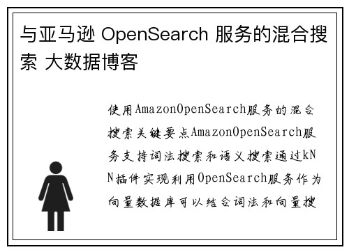 与亚马逊 OpenSearch 服务的混合搜索 大数据博客